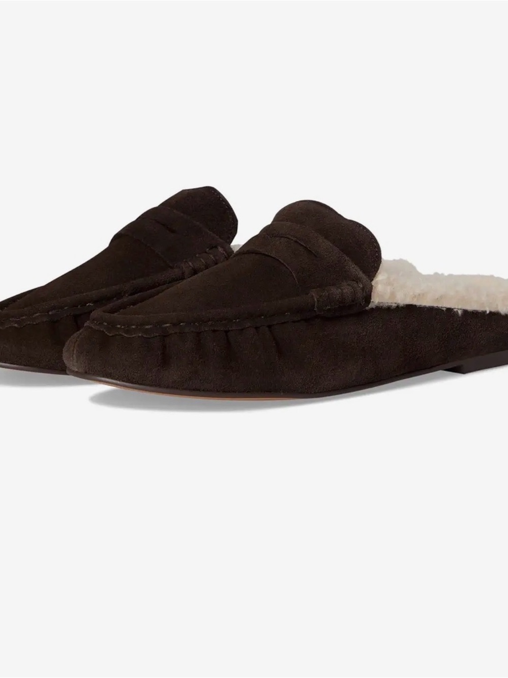 Steve Madden Dark Brown Suede Faux-Fur Lined Mule Loafers